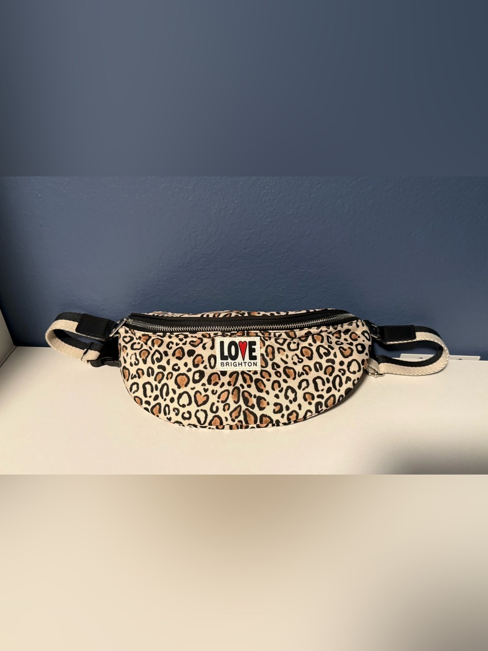 Brighton Wild Cat Belt Bag Leopard Print LOVE  in Tan and Black